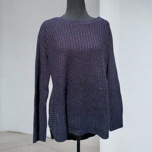 Navy Blue Textured Knit Sweater